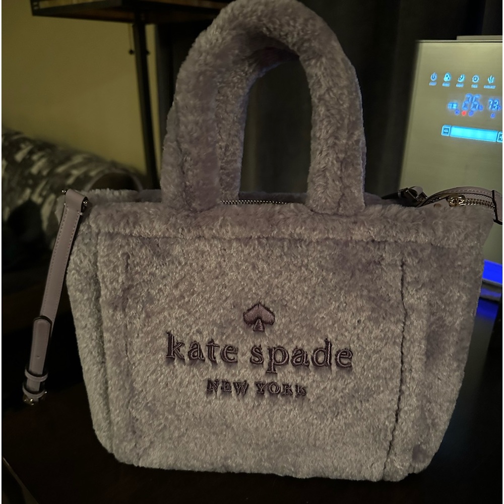 NEW KATE SPADE LILAC ELLA SHEARLING TOTE
